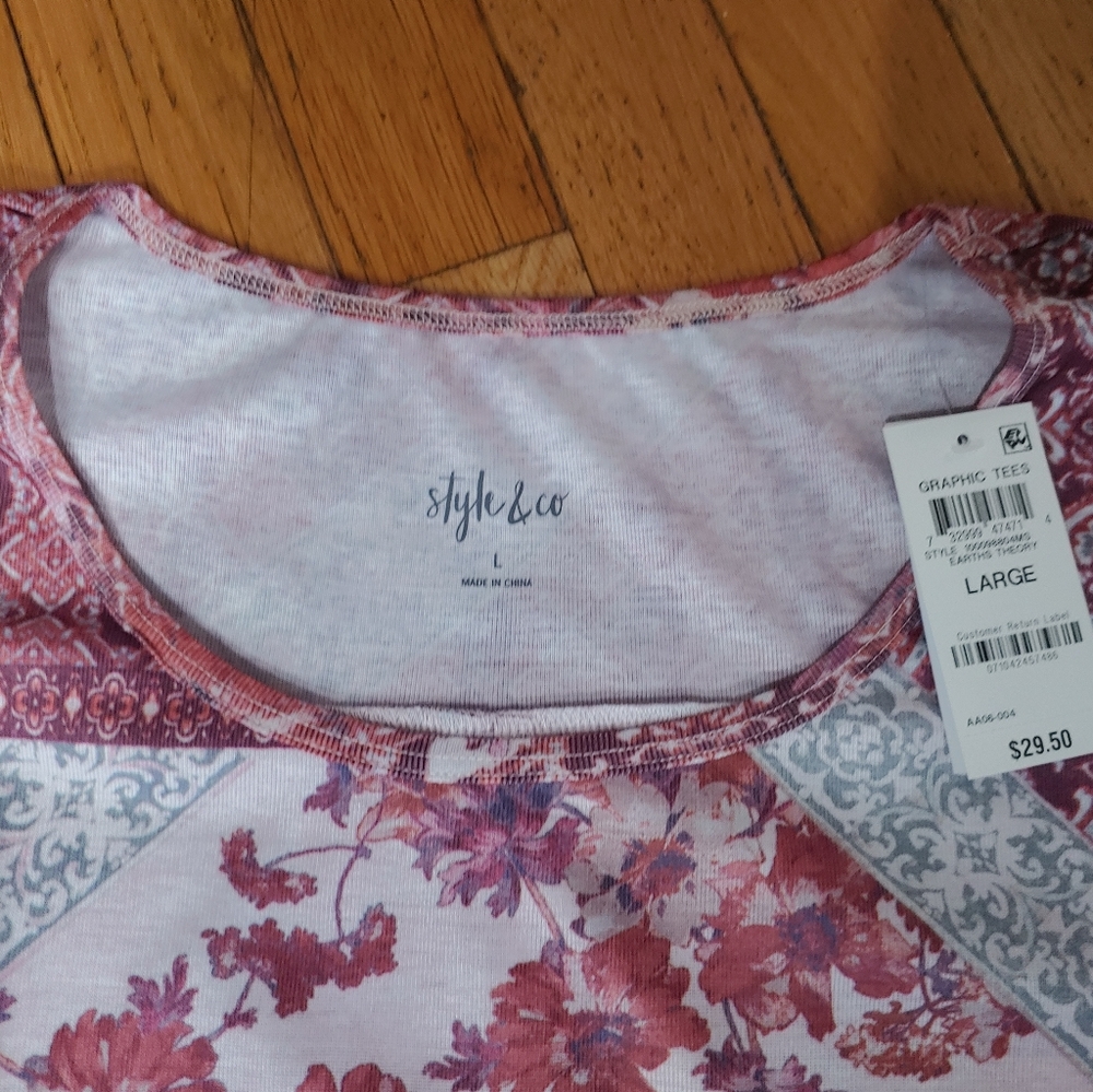 Style & Co Shirt Tee Floral Dress/Casual Women's BNWT - Picture 8 of 9